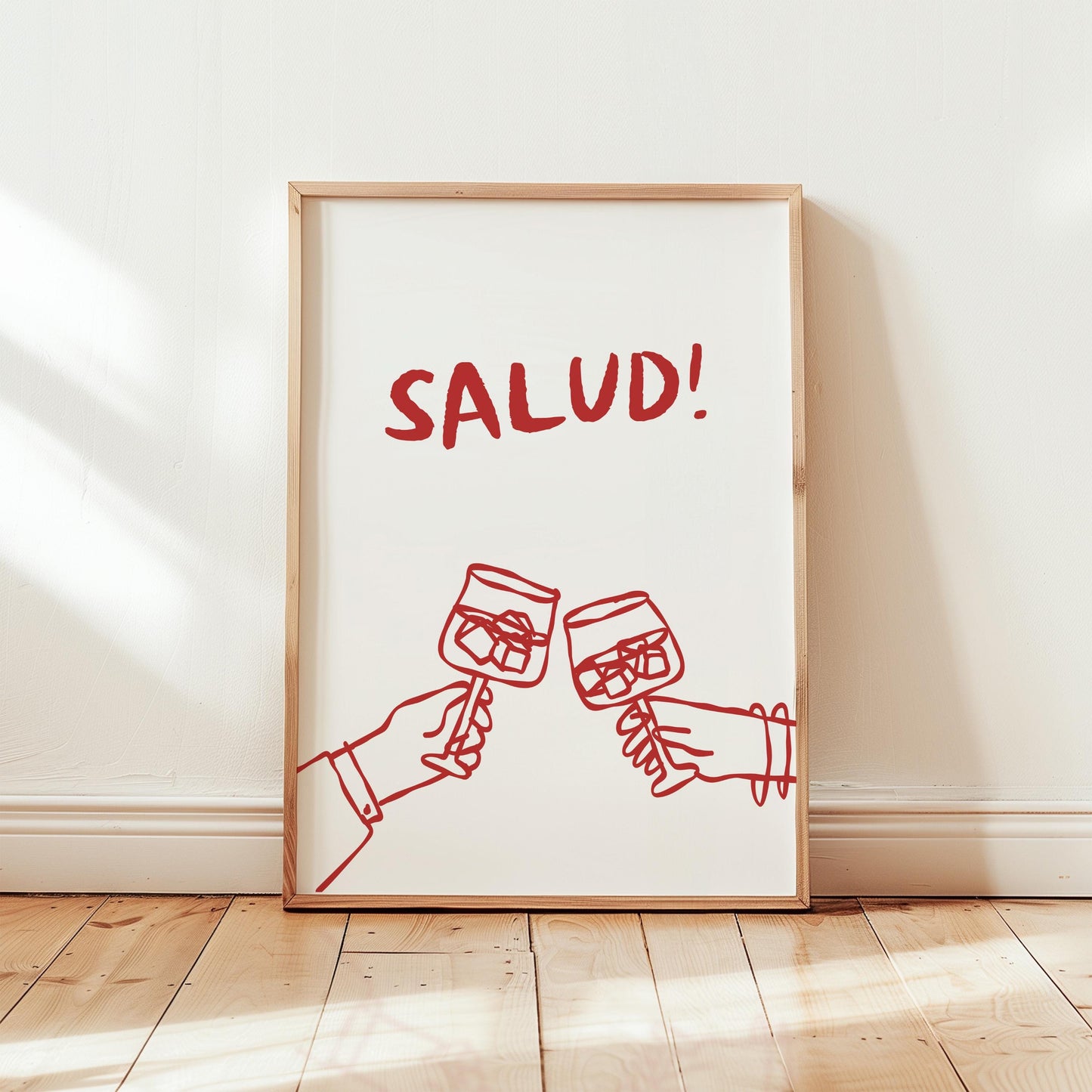 Customizable Salud! Spanish Art Print Poster ONLY, Kitchen Wine Wall Art, Wall Decor for Wine Lovers, Funny Adult Poster, doodle print