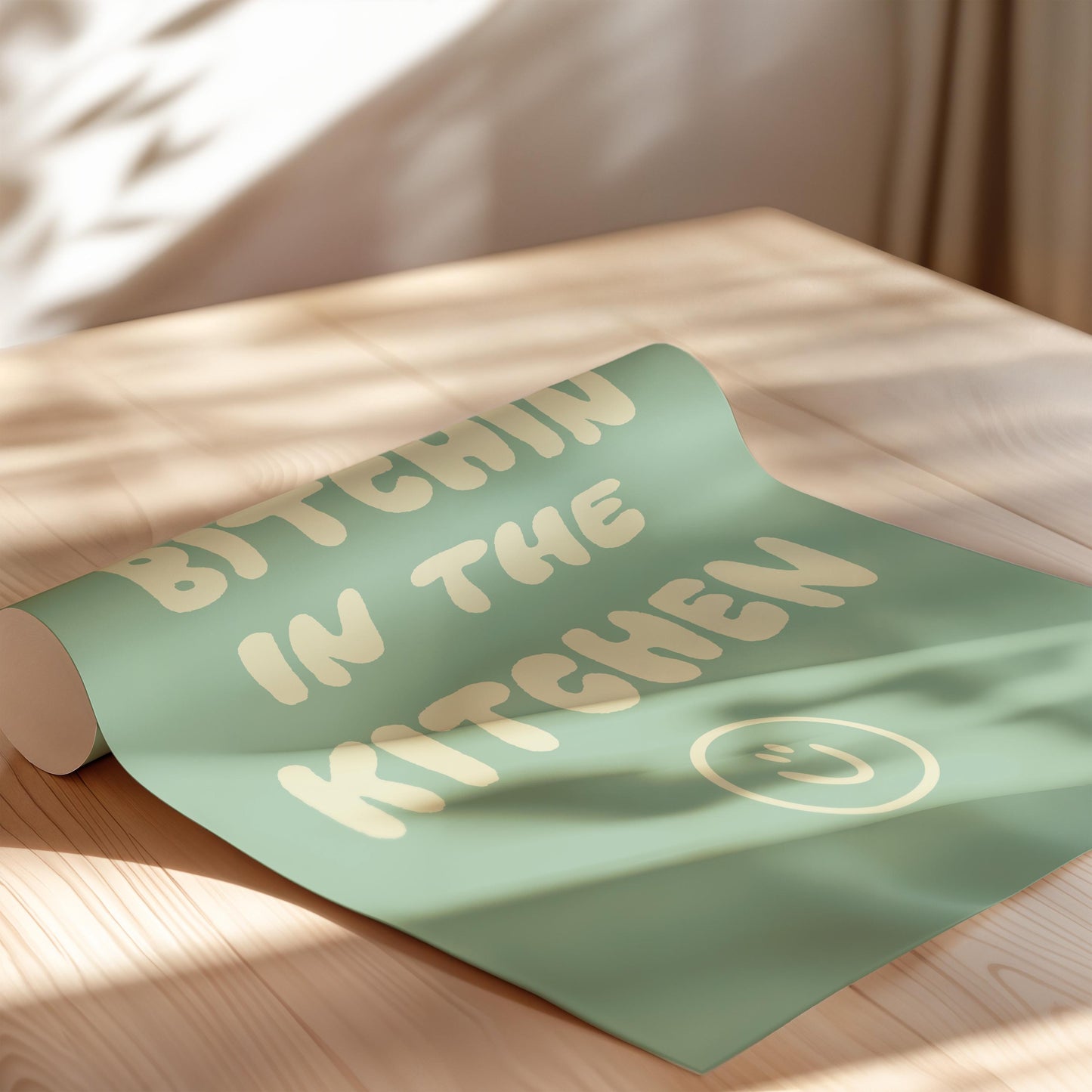 Customizable No Bitchin in the Kitchen, Art Print Poster ONLY, funny kitchen Art, Bold Kitchen Wall Decor, Funny positive Poster