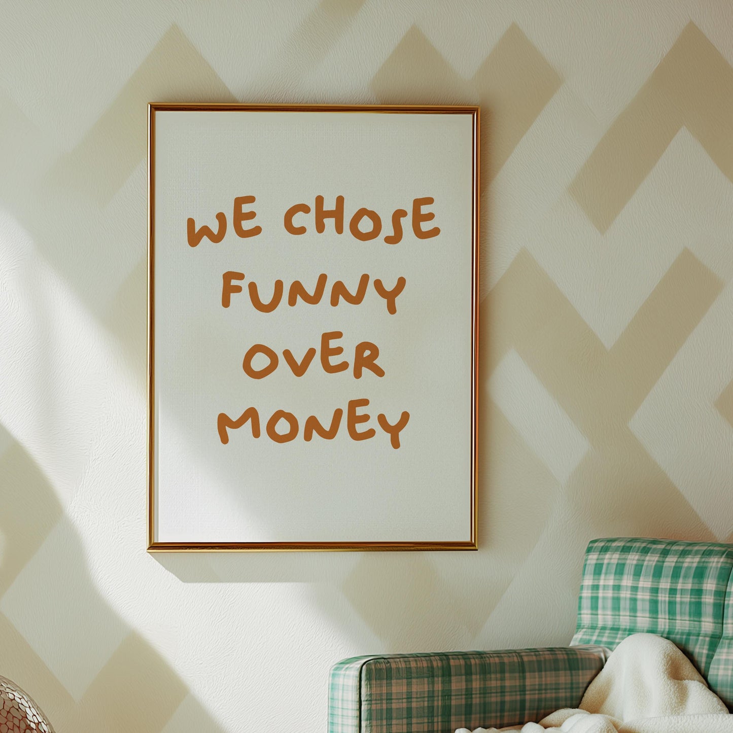 Customizable We Chose Funny Over Money | Art Print Poster ONLY | Living Room Art | Relationship Wall Decor | Funny Adult Poster