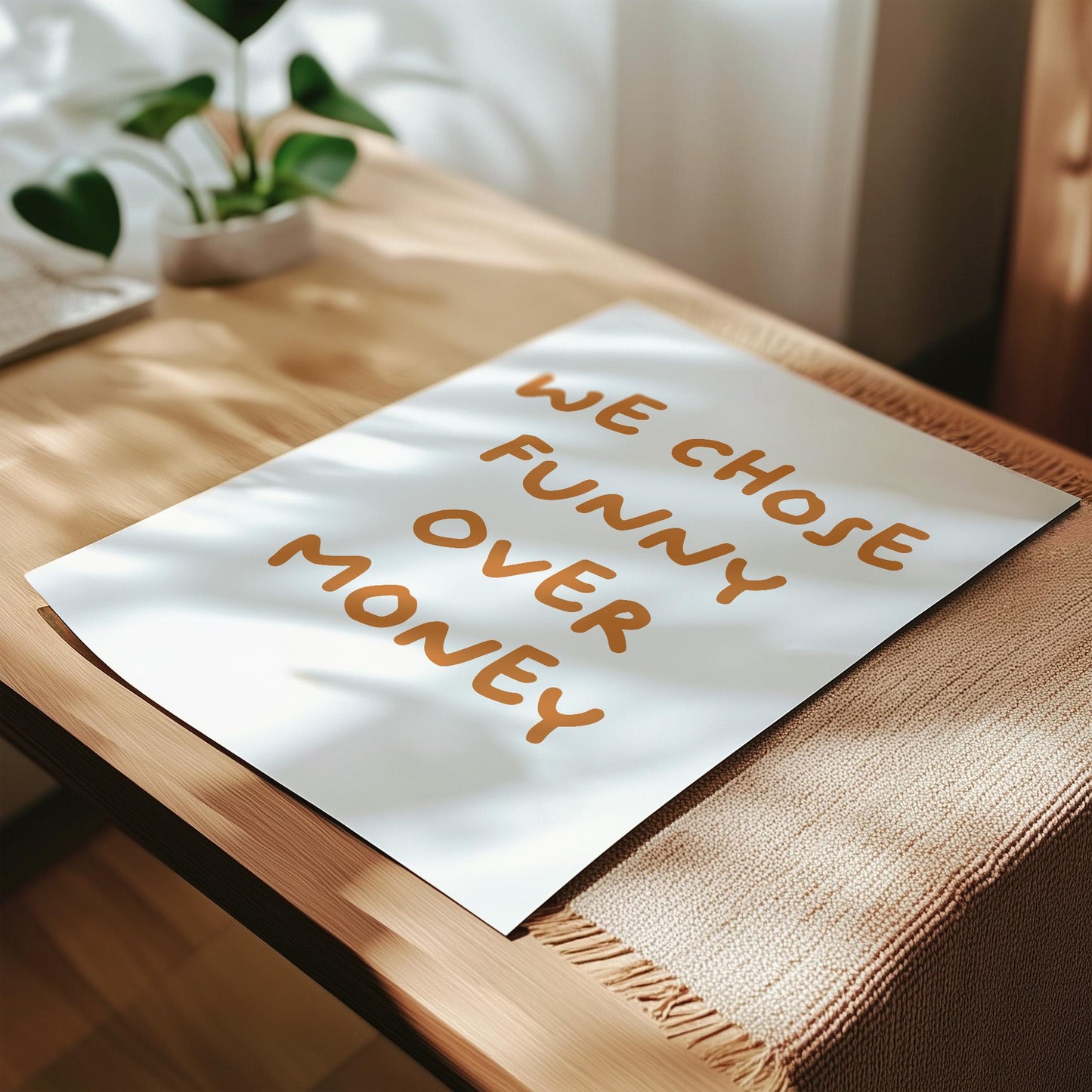 Customizable We Chose Funny Over Money | Art Print Poster ONLY | Living Room Art | Relationship Wall Decor | Funny Adult Poster