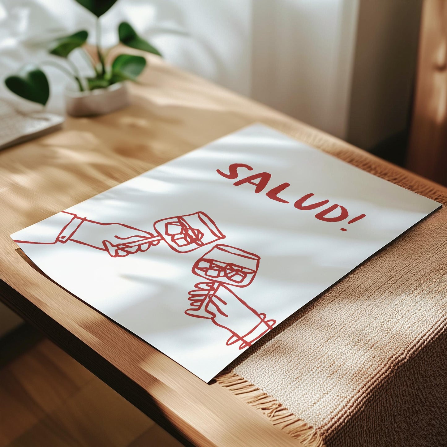 Customizable Salud! Spanish Art Print Poster ONLY, Kitchen Wine Wall Art, Wall Decor for Wine Lovers, Funny Adult Poster, doodle print