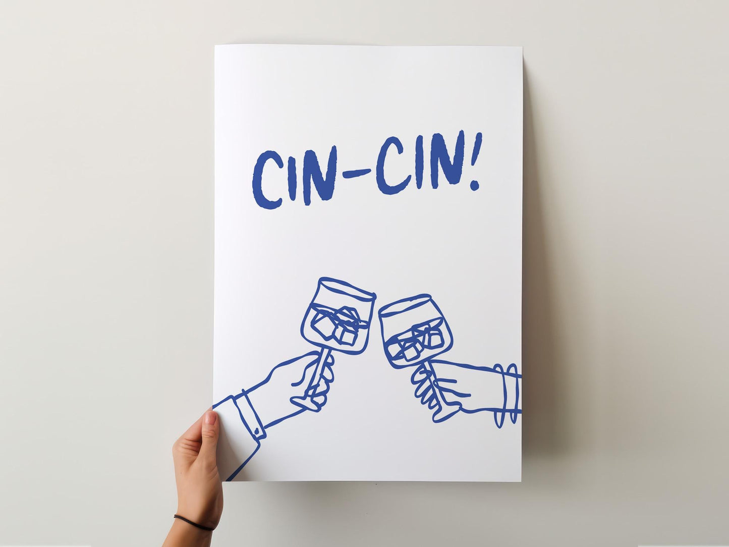 Customizable Cin-Cin! Italian Art Print Poster ONLY, Kitchen Wine Wall Art, Wall Decor for Wine Lovers, Italy Poster, doodle print