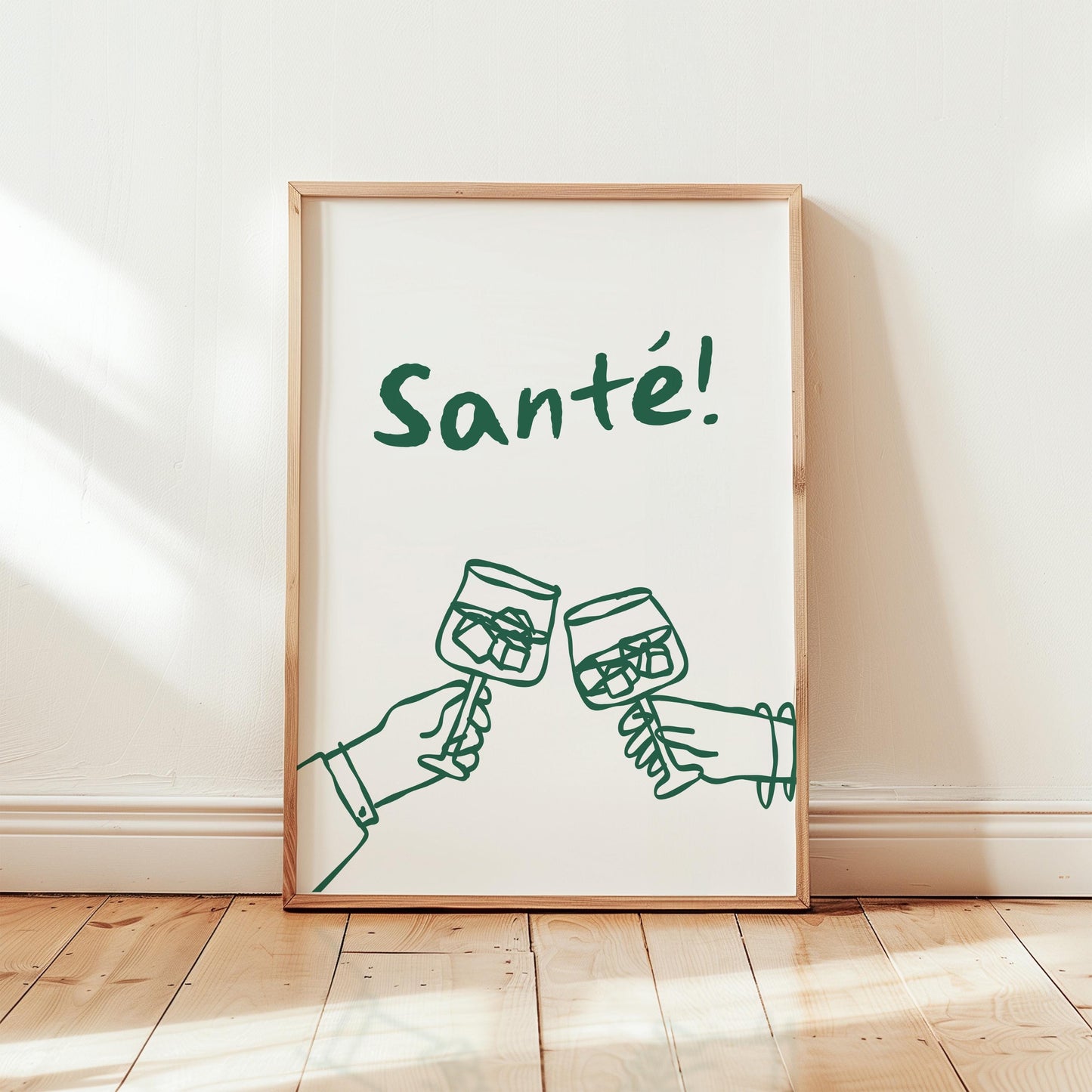 Customizable Sante! French Wine Art Print Poster ONLY, Kitchen Wine Wall Art, Wall Decor for Wine Lovers, France Poster, doodle art print