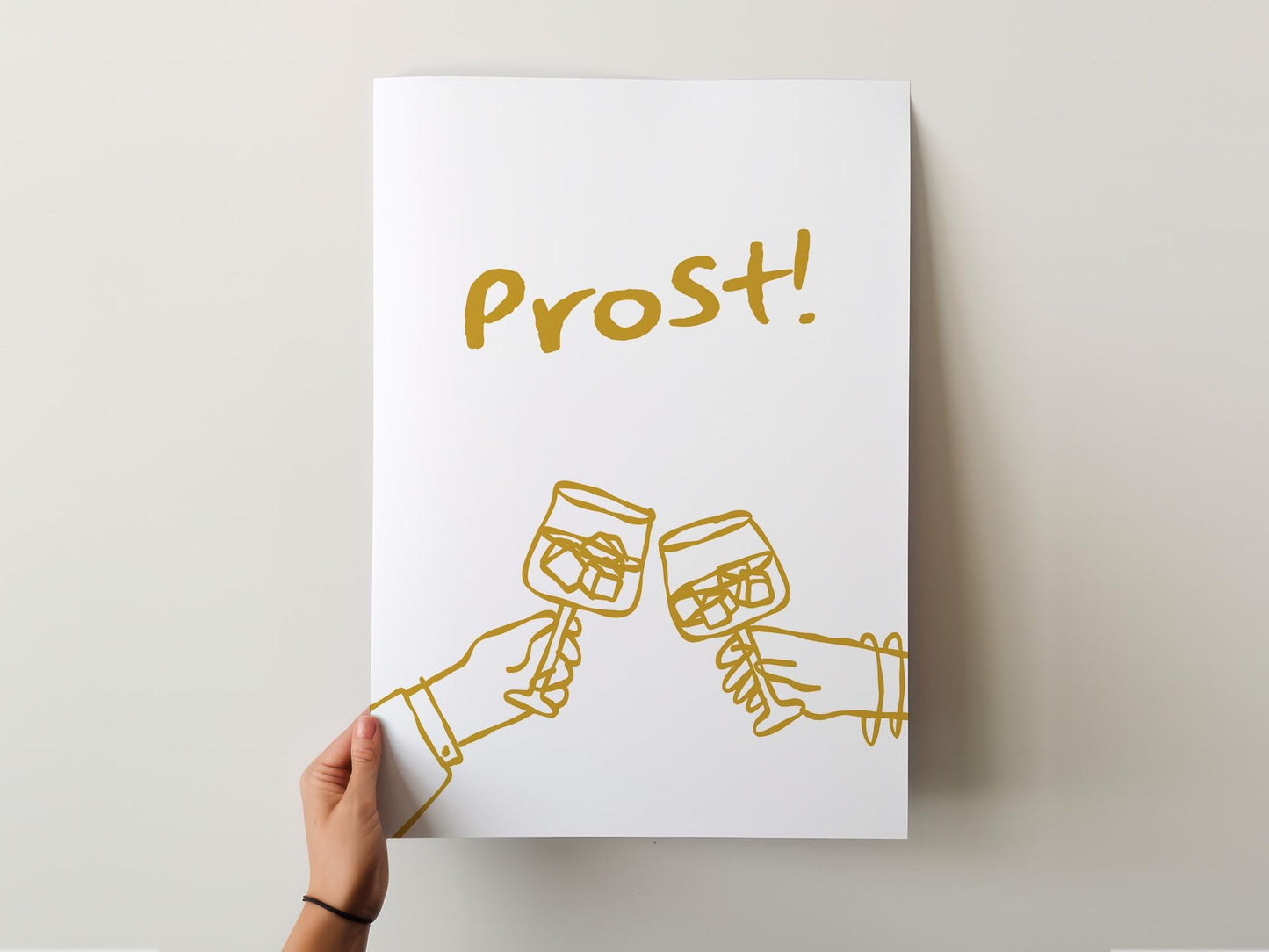 Customizable Prost! German Wine Art Print Poster ONLY, Kitchen Wine Wall Art, Wall Decor for Wine Lovers, Germany Poster, doodle poster