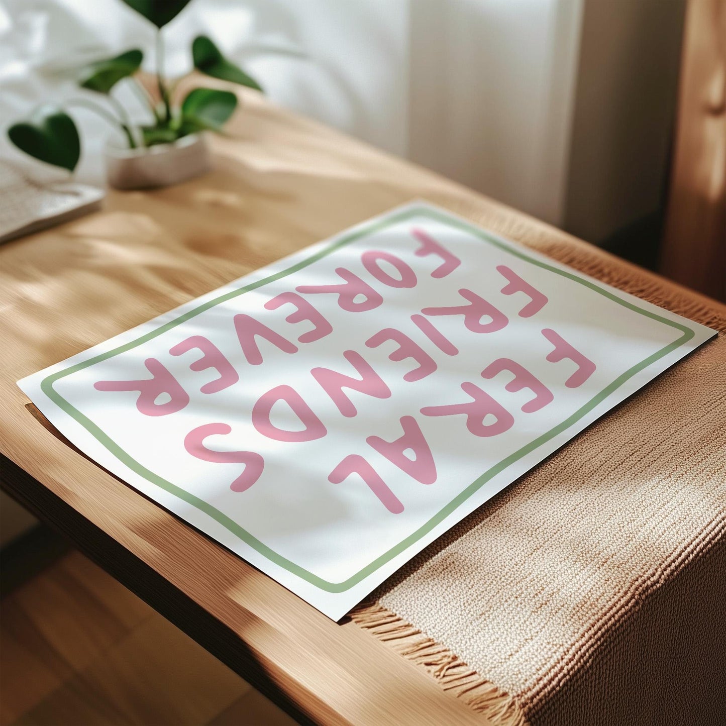 Customizable Feral Friends Forever Art Print Poster ONLY, Funny BFF Art, Funny Friend Wall Decor Gift, Gifts for her, Bold Doodle Art Print