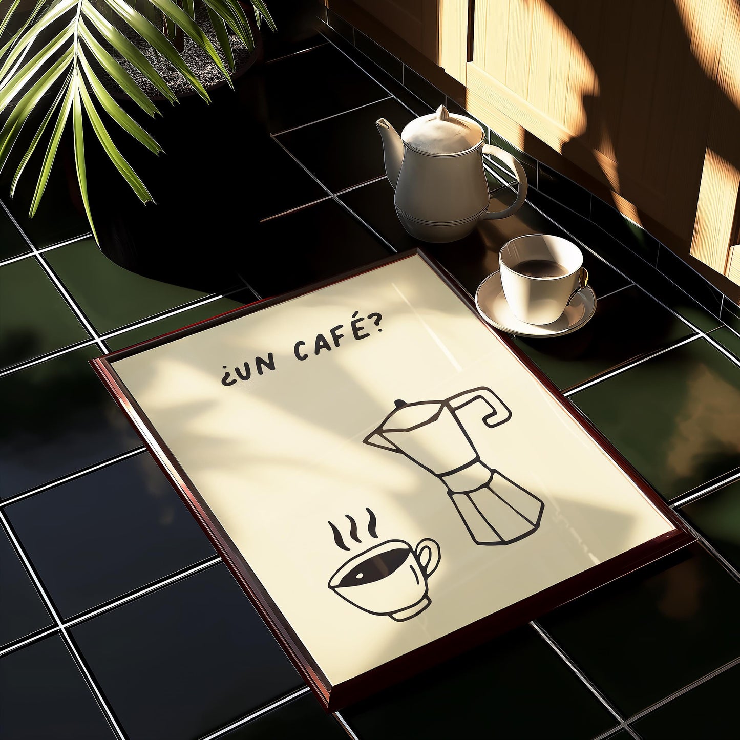 Customizable Un Cafe? Art Print Poster ONLY, Coffee Kitchen Art, Spanish Coffee Dining Room Wall Decor, Coffee Lover Print, Minimal Cafe Art