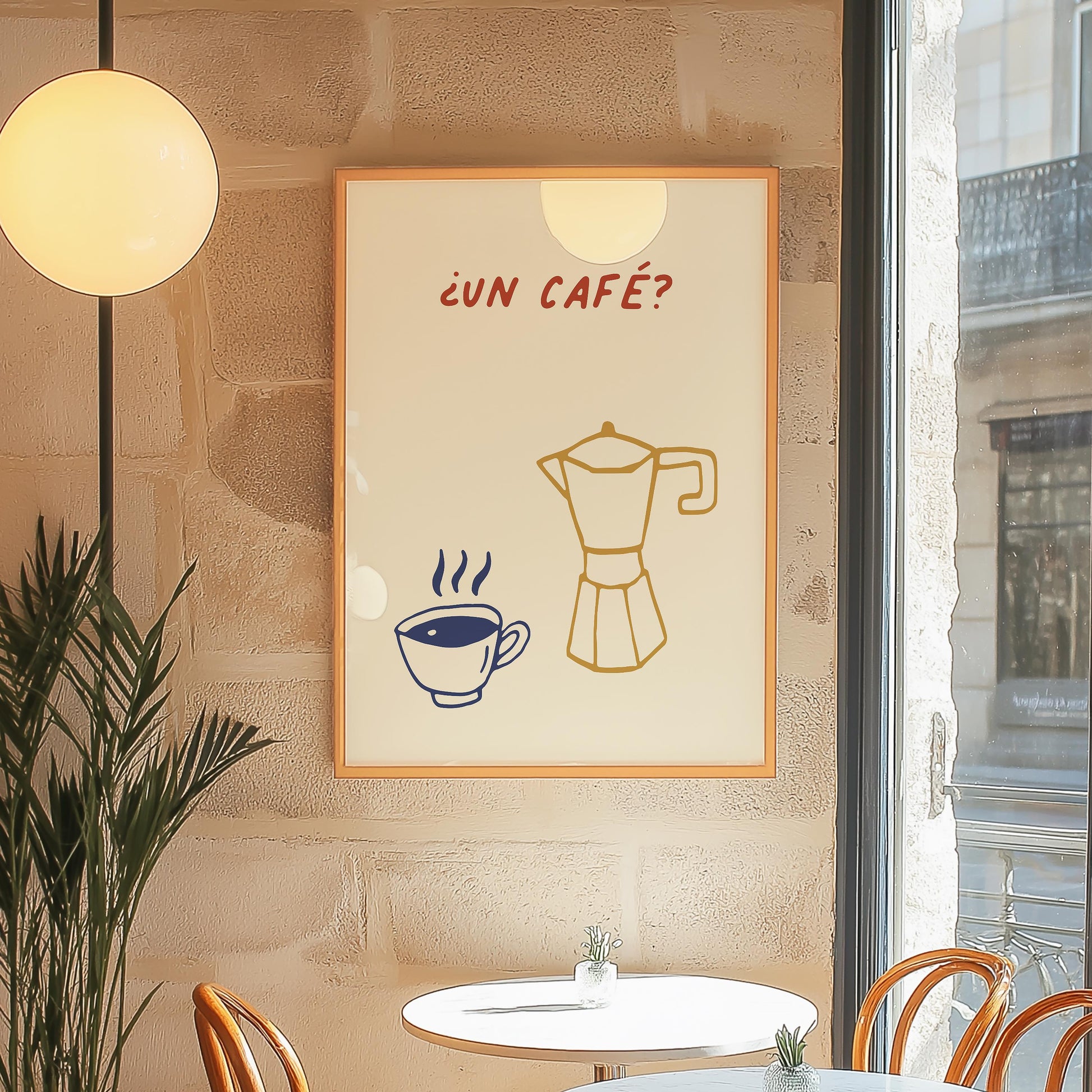 Customizable Un Cafe? Art Print Poster ONLY, Coffee Kitchen Art, Spanish Coffee Dining Room Wall Decor, Coffee Lover Print, Minimal Cafe Art