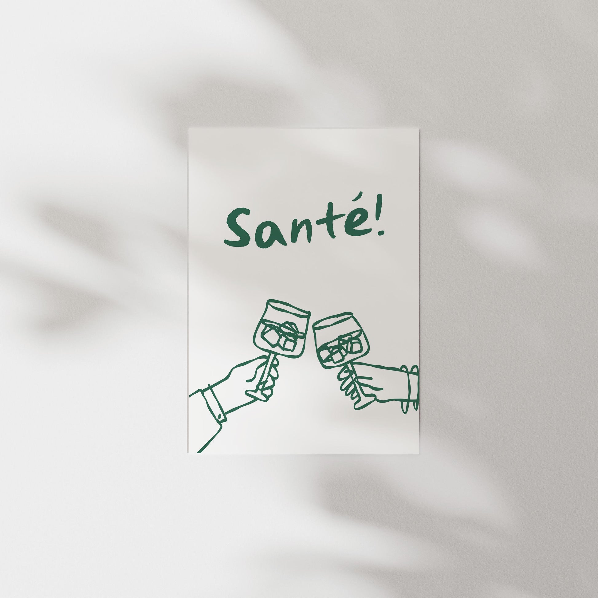 Customizable Sante! French Wine Art Print Poster ONLY, Kitchen Wine Wall Art, Wall Decor for Wine Lovers, France Poster, doodle art print