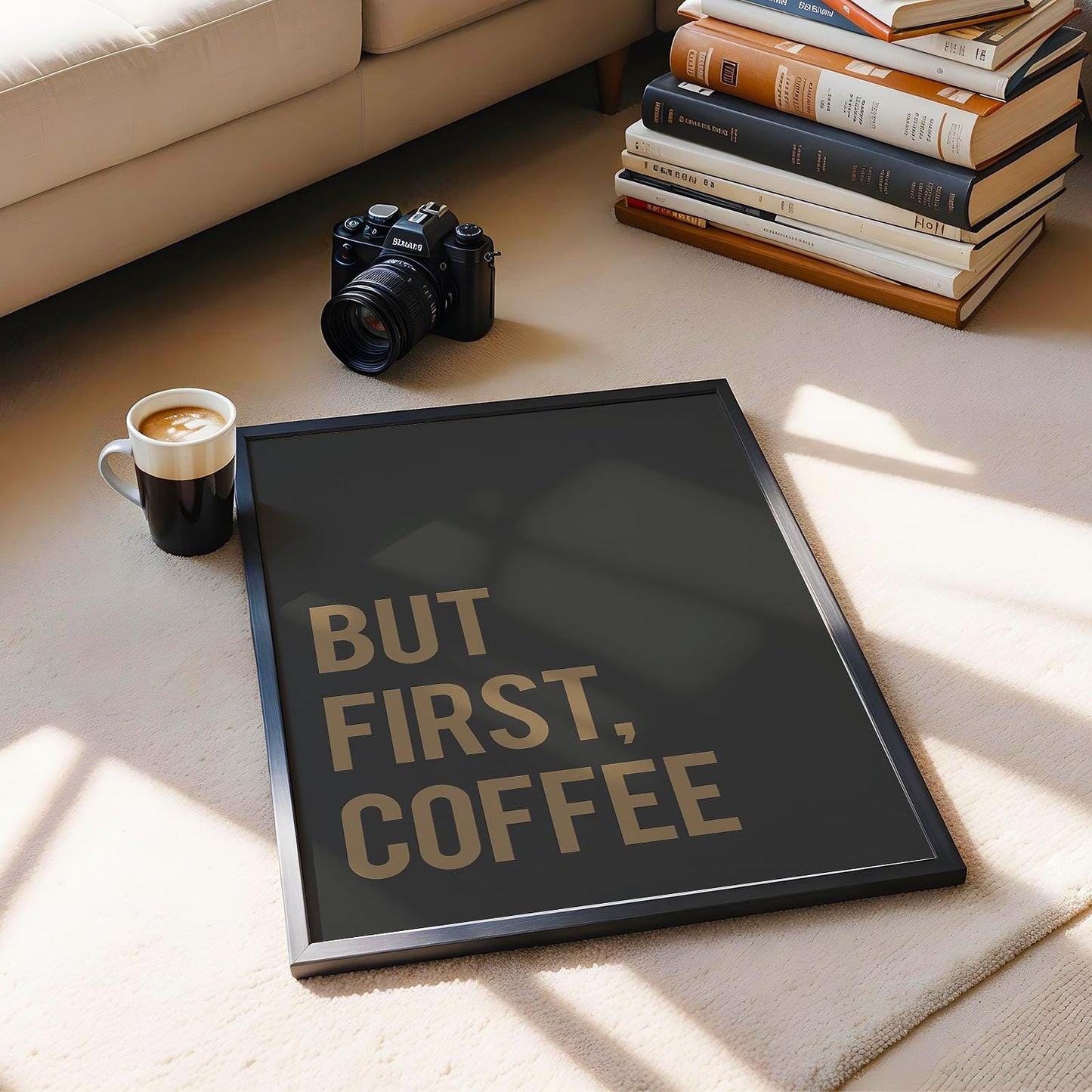 Customizable But First, Coffee Art Print Poster ONLY, Coffee Kitchen Art, Coffee Dining Room Wall Decor, Coffee Lover Print, Custom Colours