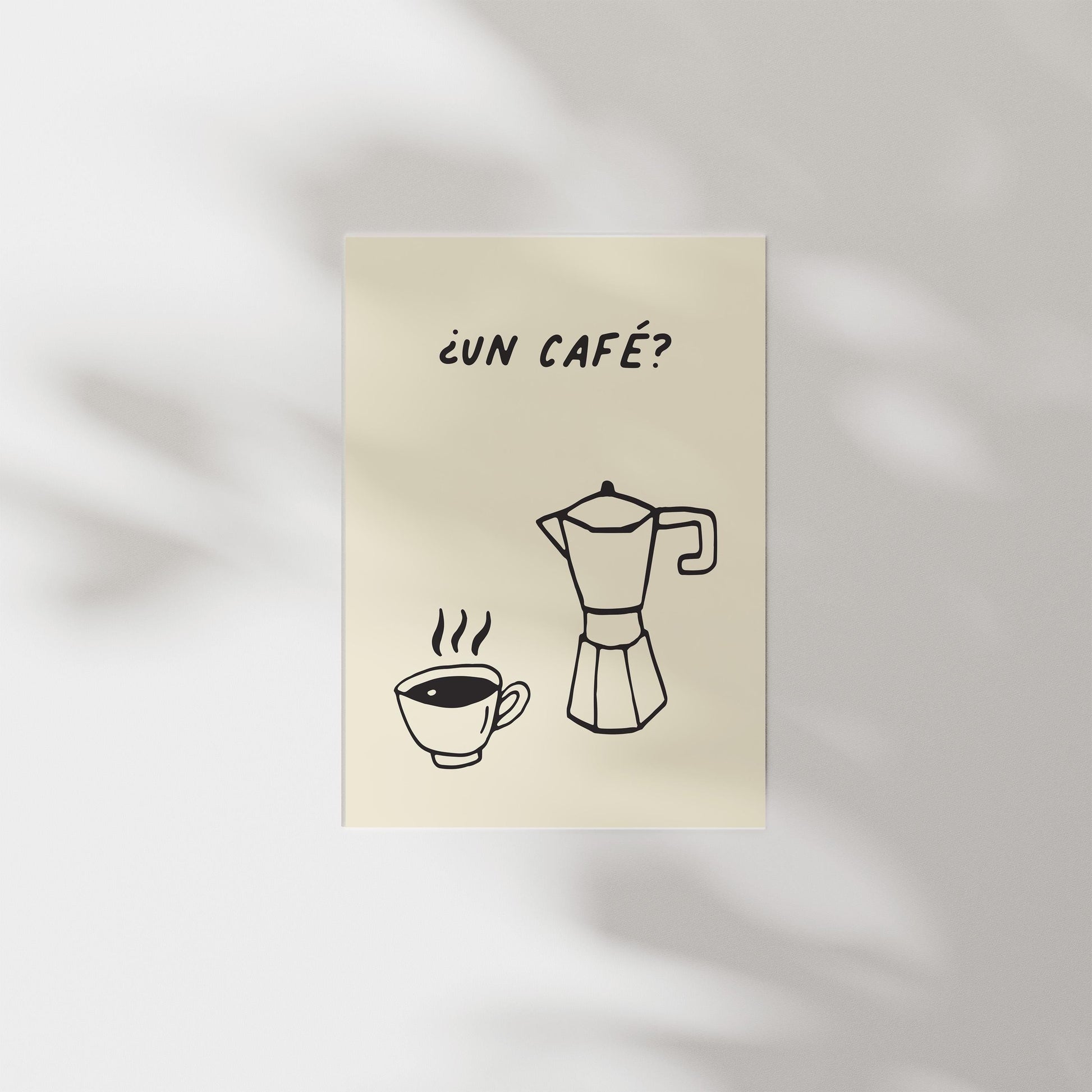 Customizable Un Cafe? Art Print Poster ONLY, Coffee Kitchen Art, Spanish Coffee Dining Room Wall Decor, Coffee Lover Print, Minimal Cafe Art