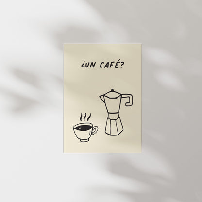 Customizable Un Cafe? Art Print Poster ONLY, Coffee Kitchen Art, Spanish Coffee Dining Room Wall Decor, Coffee Lover Print, Minimal Cafe Art