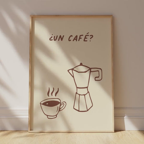 Customizable Un Cafe? Art Print Poster ONLY, Coffee Kitchen Art, Spanish Coffee Dining Room Wall Decor, Coffee Lover Print, Minimal Cafe Art